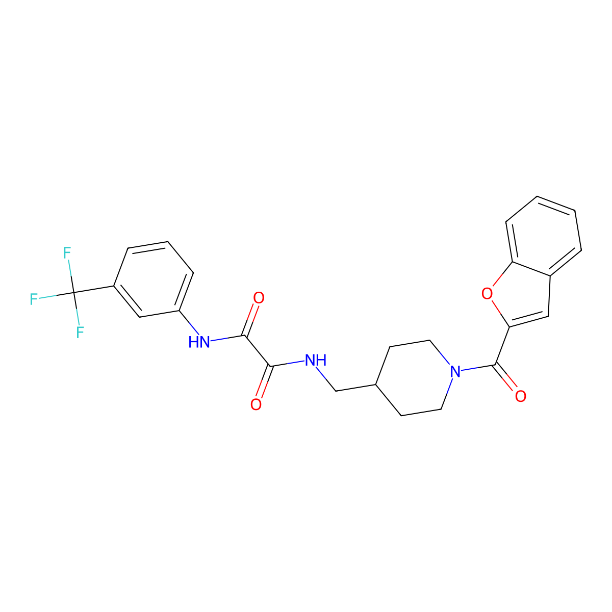 N1-((1-(benzofuran-2-carbonyl)piperidin-4-yl)methyl)-N2-(3-(trifluoromethyl)phenyl)oxalamide molecular structure, CAS 1235102-14-3