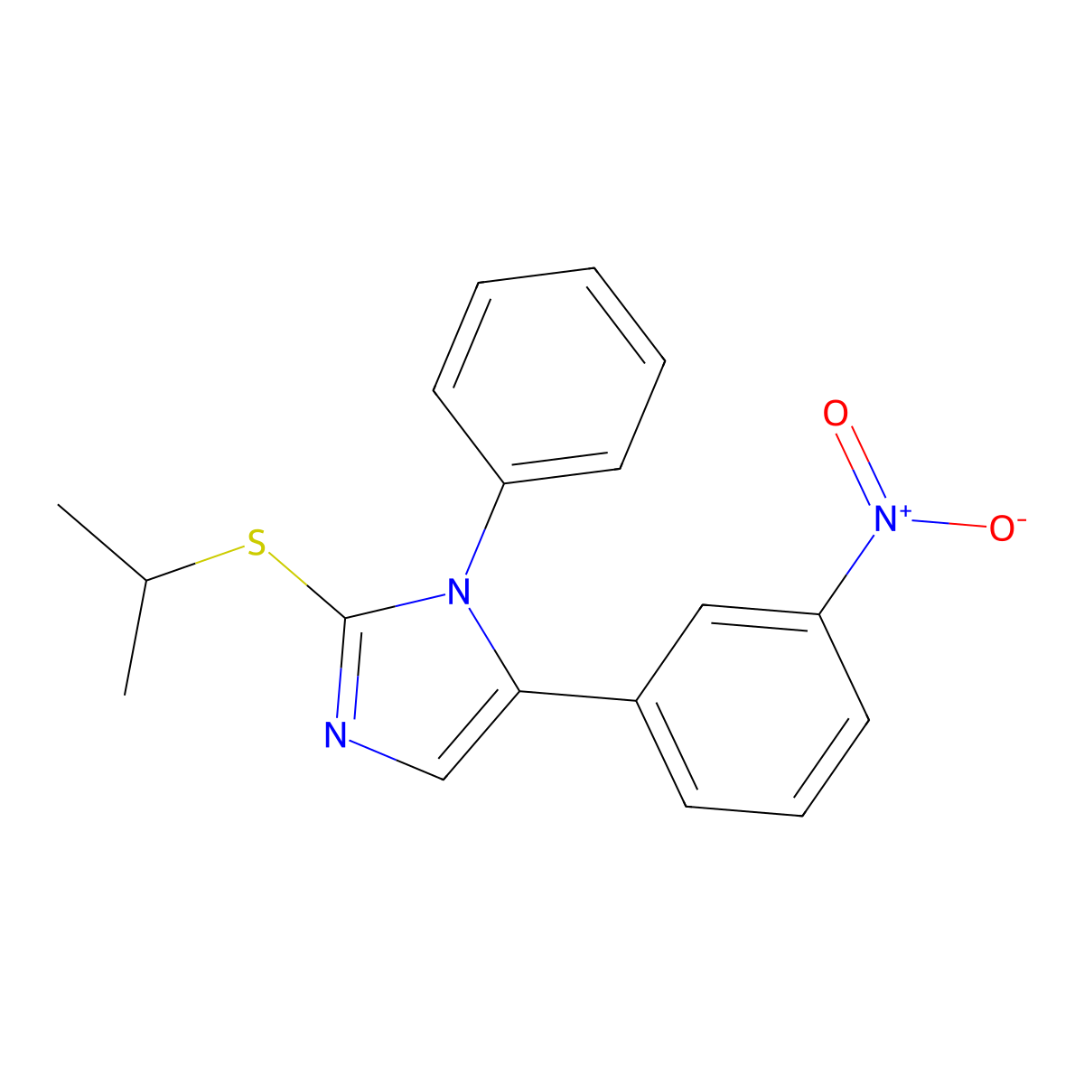 2-(isopropylthio)-5-(3-nitrophenyl)-1-phenyl-1H-imidazole molecular structure, CAS 1235102-52-9