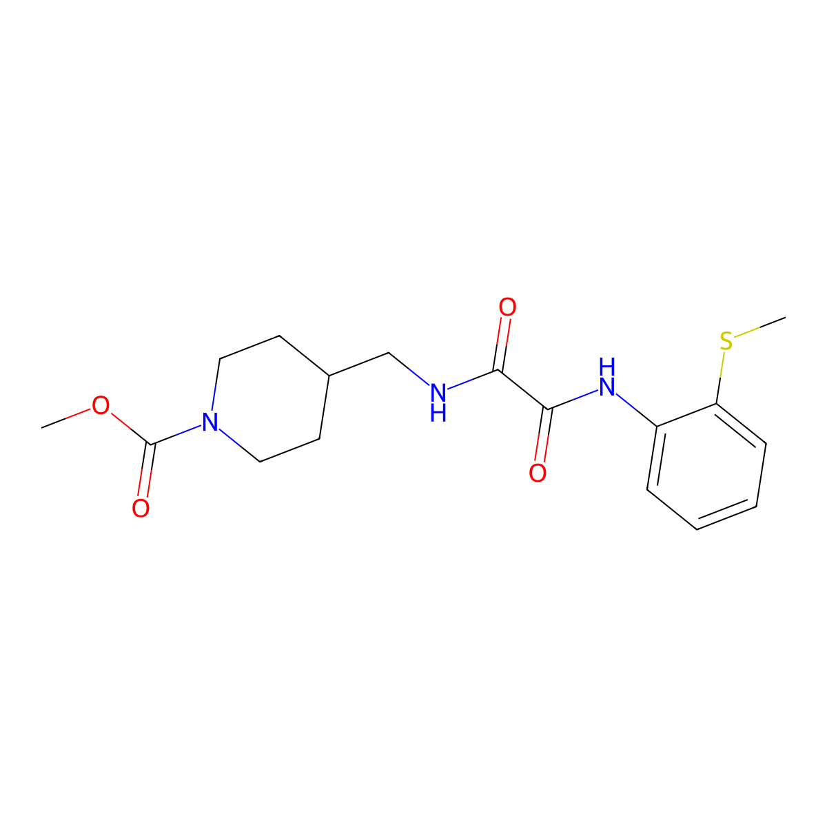 Methyl 4-((2-((2-(methylthio)phenyl)amino)-2-oxoacetamido)methyl)piperidine-1-carboxylate molecular structure, CAS 1235102-94-9