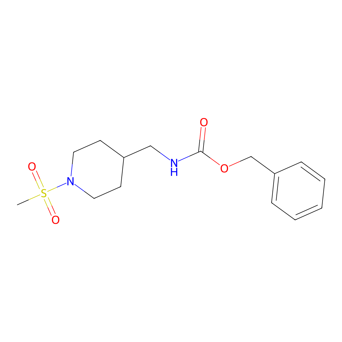 benzyl N-[(1-methylsulfonylpiperidin-4-yl)methyl]carbamate molecular structure, CAS 1235104-42-3