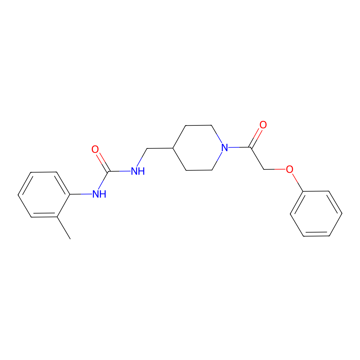 1-((1-(2-Phenoxyacetyl)piperidin-4-yl)methyl)-3-(o-tolyl)urea molecular structure, CAS 1235105-58-4
