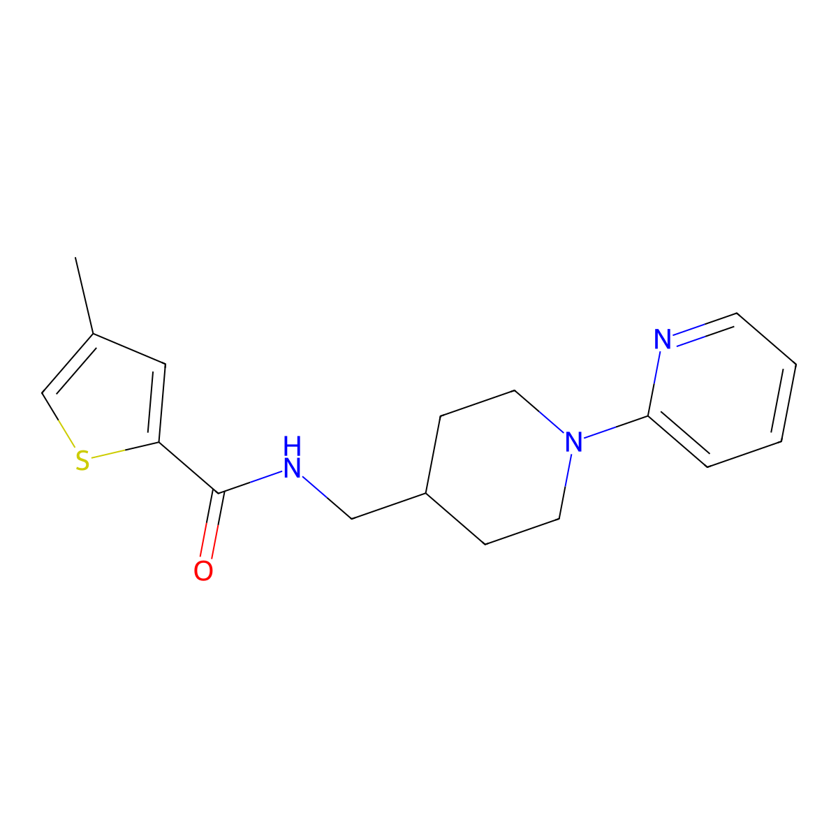 4-methyl-N-{[1-(pyridin-2-yl)piperidin-4-yl]methyl}thiophene-2-carboxamide molecular structure, CAS 1235105-66-4