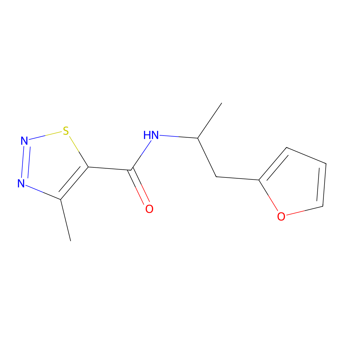 N-[1-(furan-2-yl)propan-2-yl]-4-methyl-1,2,3-thiadiazole-5-carboxamide molecular structure, CAS 1235106-95-2