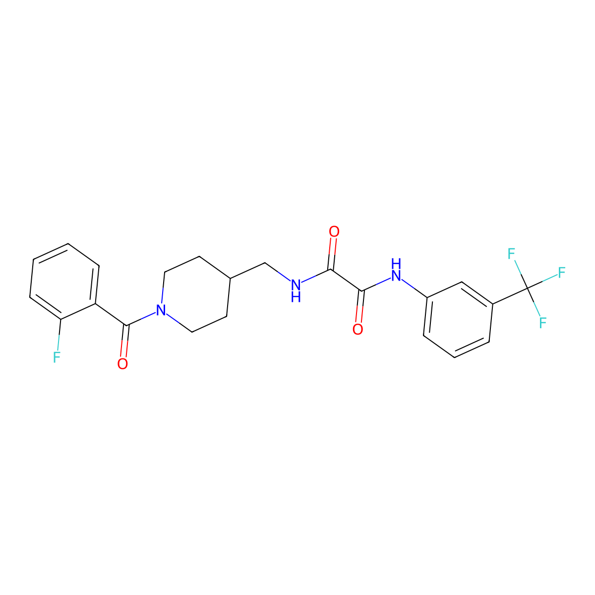 N1-((1-(2-fluorobenzoyl)piperidin-4-yl)methyl)-N2-(3-(trifluoromethyl)phenyl)oxalamide molecular structure, CAS 1235107-35-3