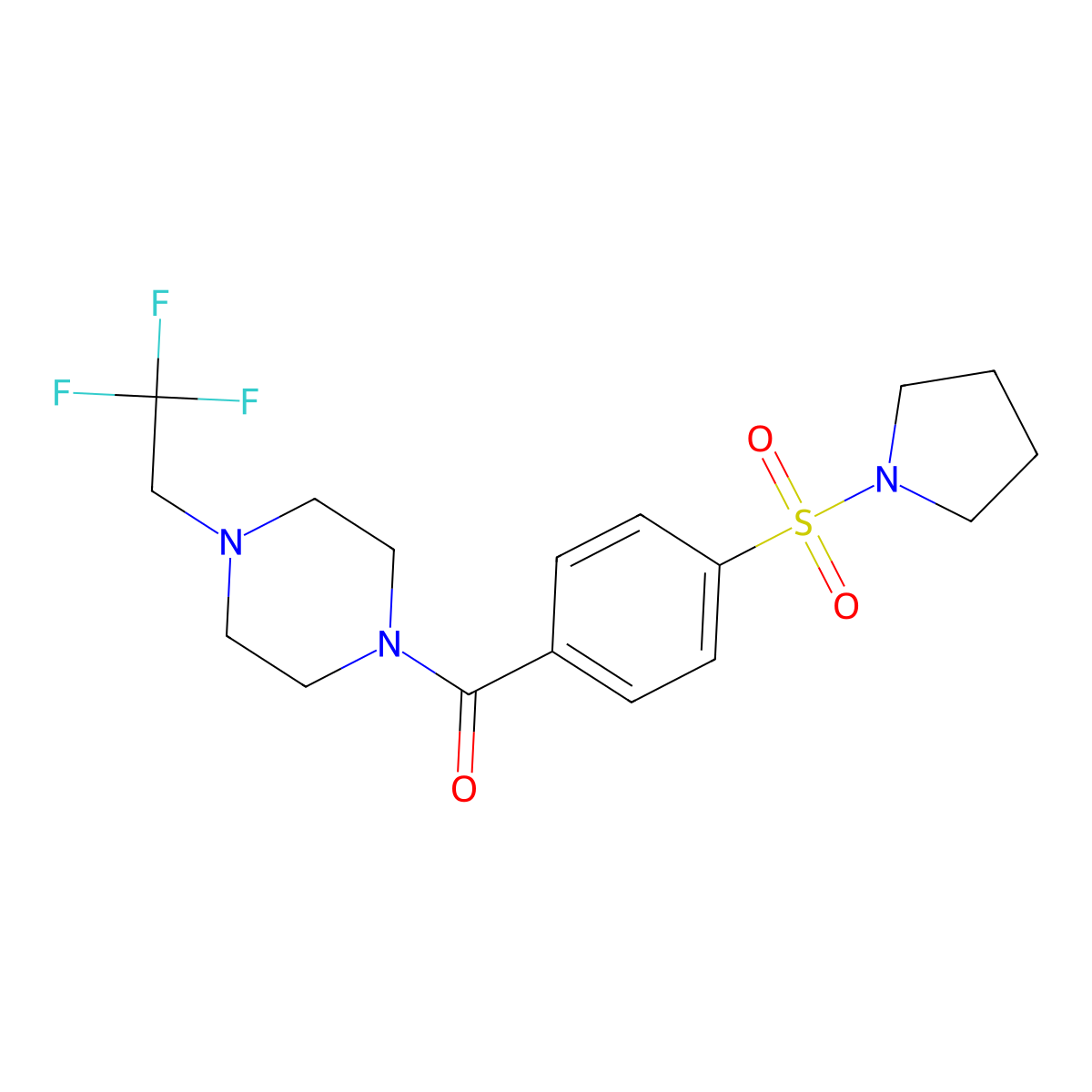 1-[4-(Pyrrolidine-1-sulfonyl)benzoyl]-4-(2,2,2-trifluoroethyl)piperazine molecular structure, CAS 1235107-63-7