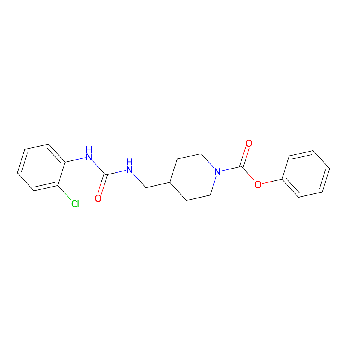 Phenyl 4-((3-(2-chlorophenyl)ureido)methyl)piperidine-1-carboxylate molecular structure, CAS 1235108-18-5