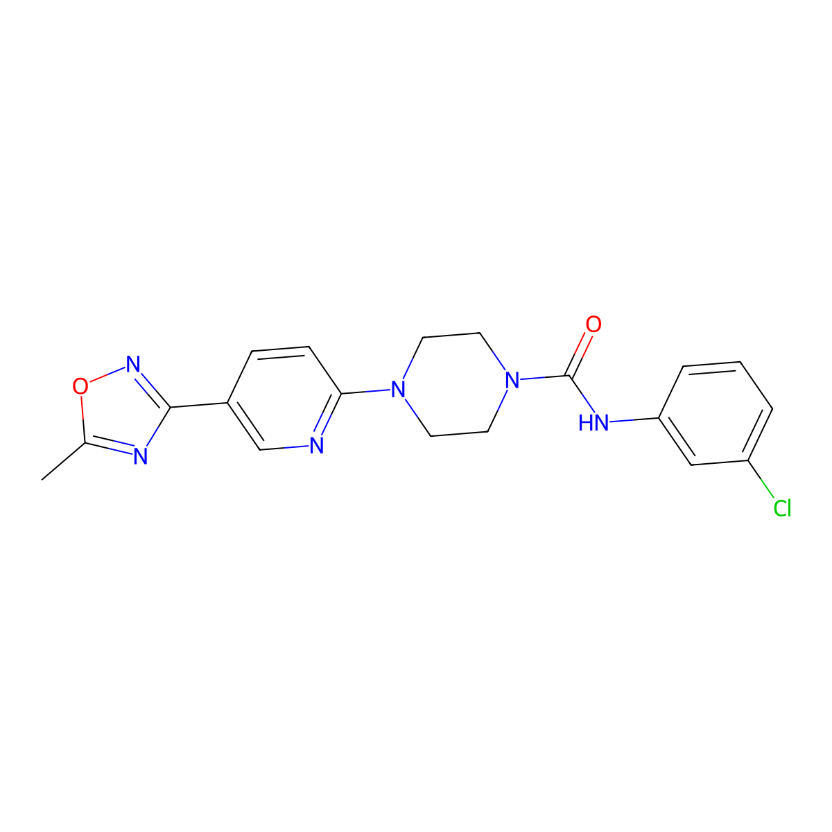 N-(3-chlorophenyl)-4-[5-(5-methyl-1,2,4-oxadiazol-3-yl)pyridin-2-yl]piperazine-1-carboxamide molecular structure, CAS 1235108-92-5