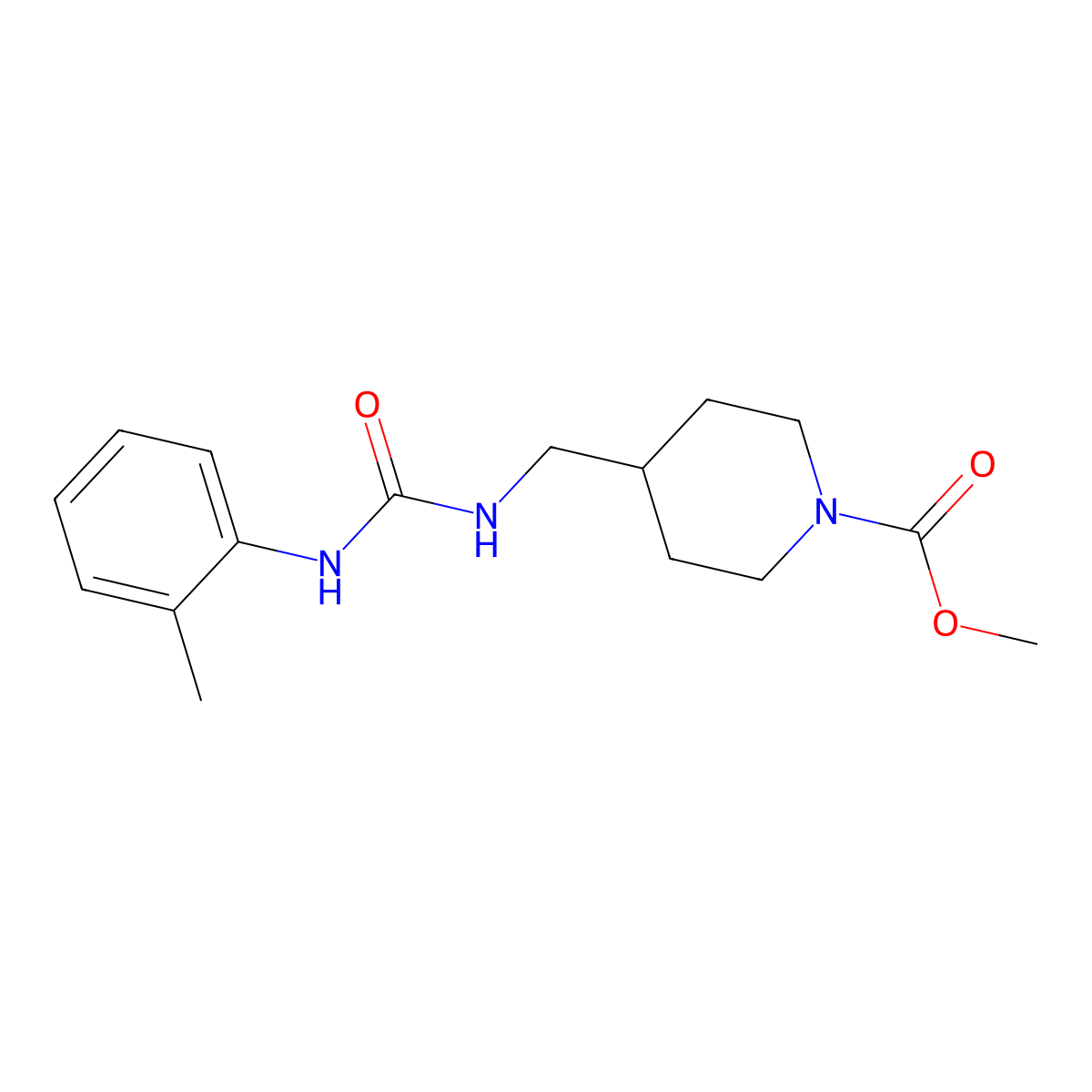 Methyl 4-((3-(o-tolyl)ureido)methyl)piperidine-1-carboxylate molecular structure, CAS 1235109-94-0