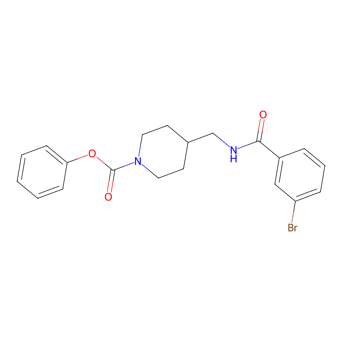 Phenyl 4-((3-bromobenzamido)methyl)piperidine-1-carboxylate molecular structure, CAS 1235113-97-9