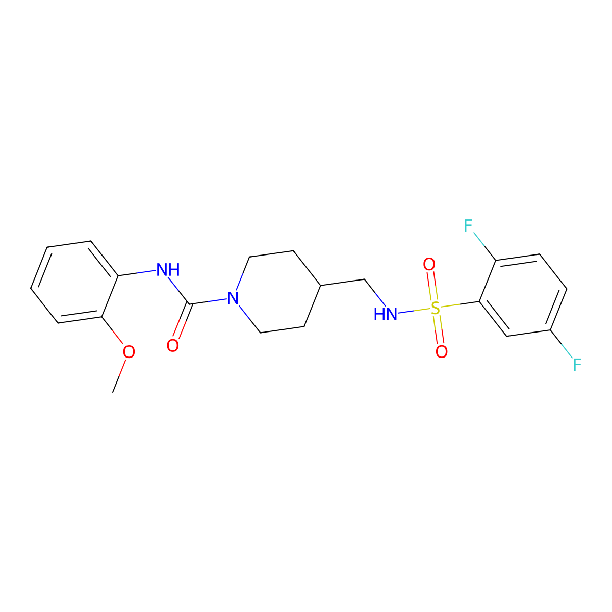 4-[(2,5-difluorobenzenesulfonamido)methyl]-N-(2-methoxyphenyl)piperidine-1-carboxamide molecular structure, CAS 1235114-59-6