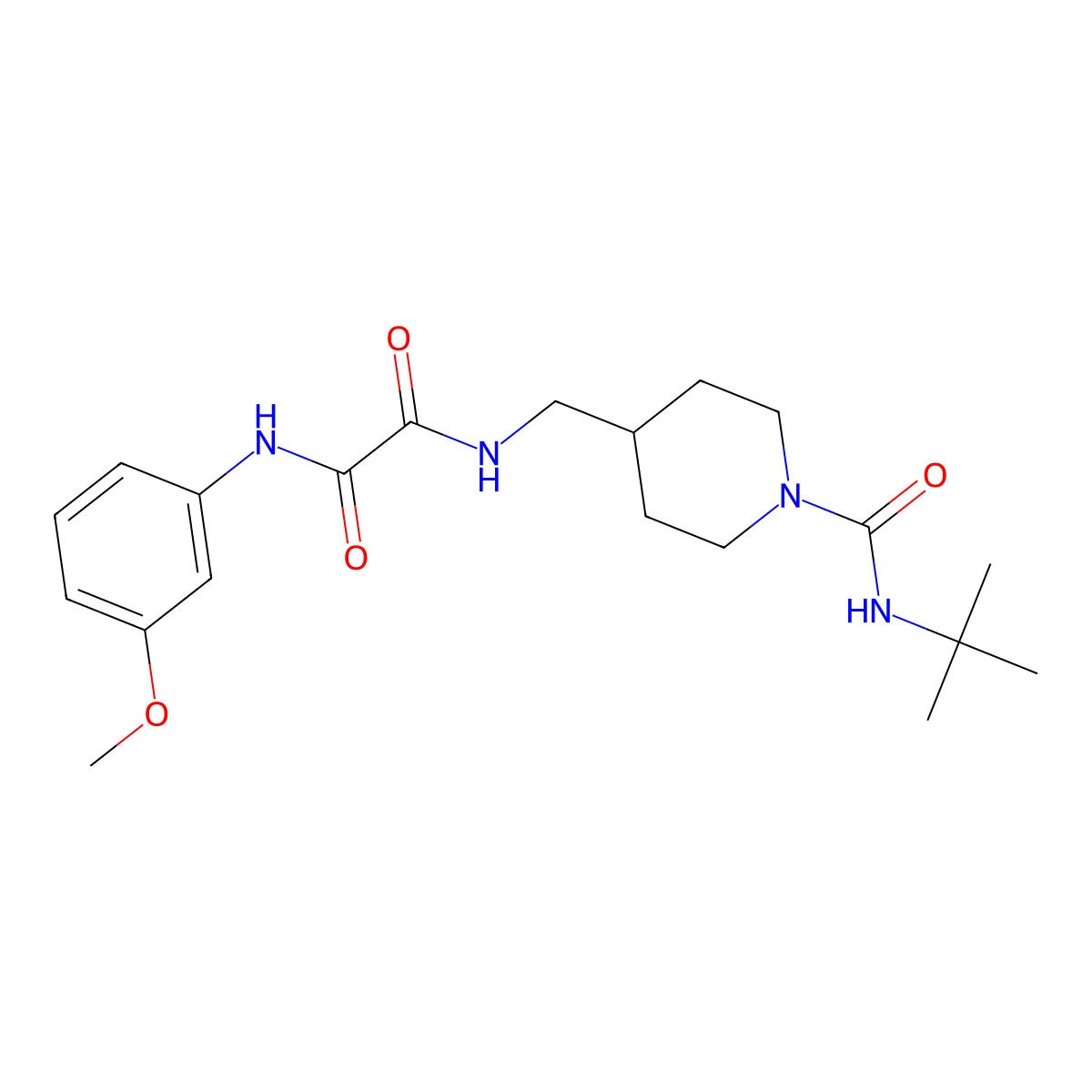 N1-((1-(tert-butylcarbamoyl)piperidin-4-yl)methyl)-N2-(3-methoxyphenyl)oxalamide molecular structure, CAS 1235115-72-6
