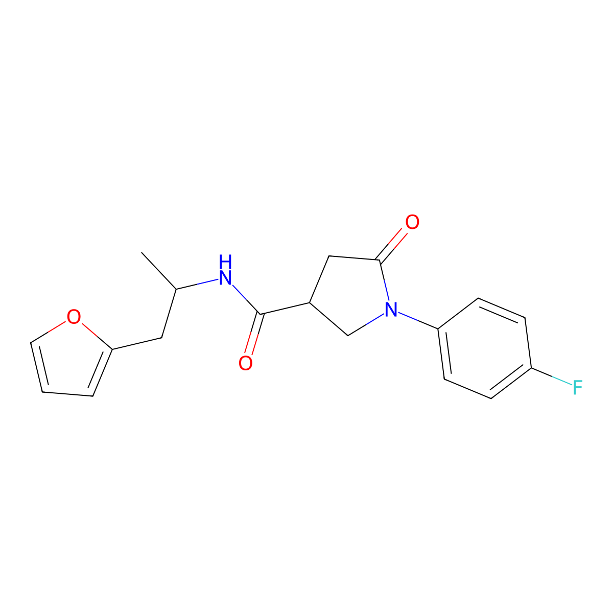 1-(4-fluorophenyl)-N-[1-(furan-2-yl)propan-2-yl]-5-oxopyrrolidine-3-carboxamide molecular structure, CAS 1235117-99-3
