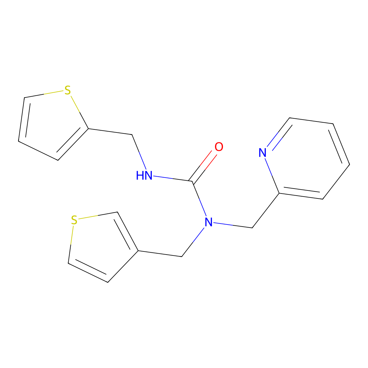 1-(Pyridin-2-ylmethyl)-3-(thiophen-2-ylmethyl)-1-(thiophen-3-ylmethyl)urea molecular structure, CAS 1235119-31-9