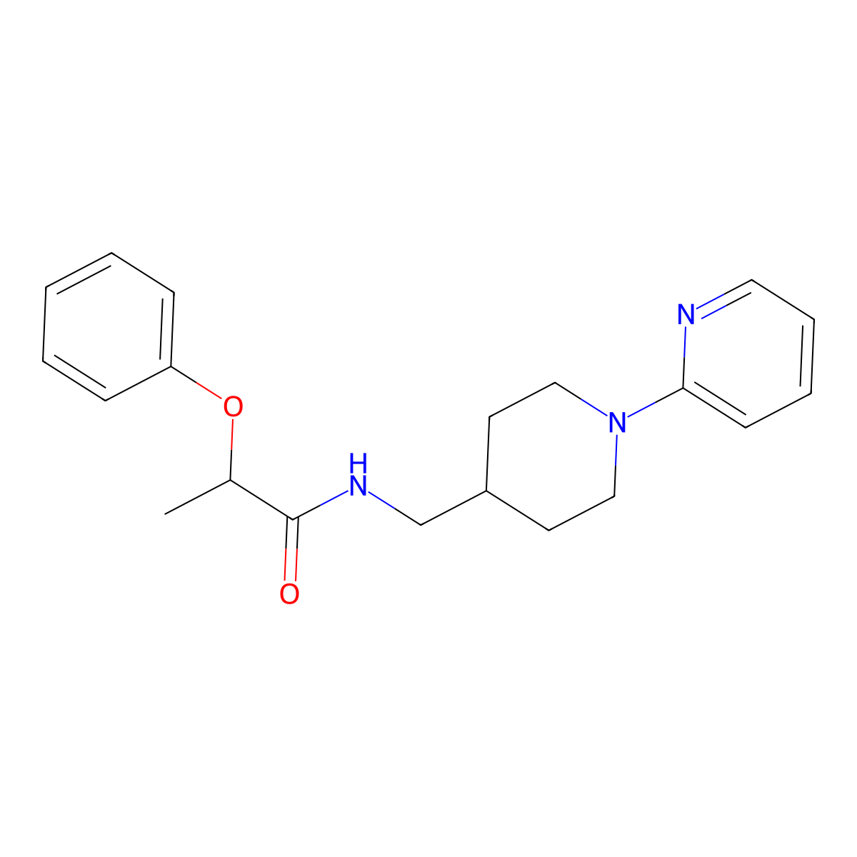 2-phenoxy-N-((1-(pyridin-2-yl)piperidin-4-yl)methyl)propanamide molecular structure, CAS 1235120-52-1