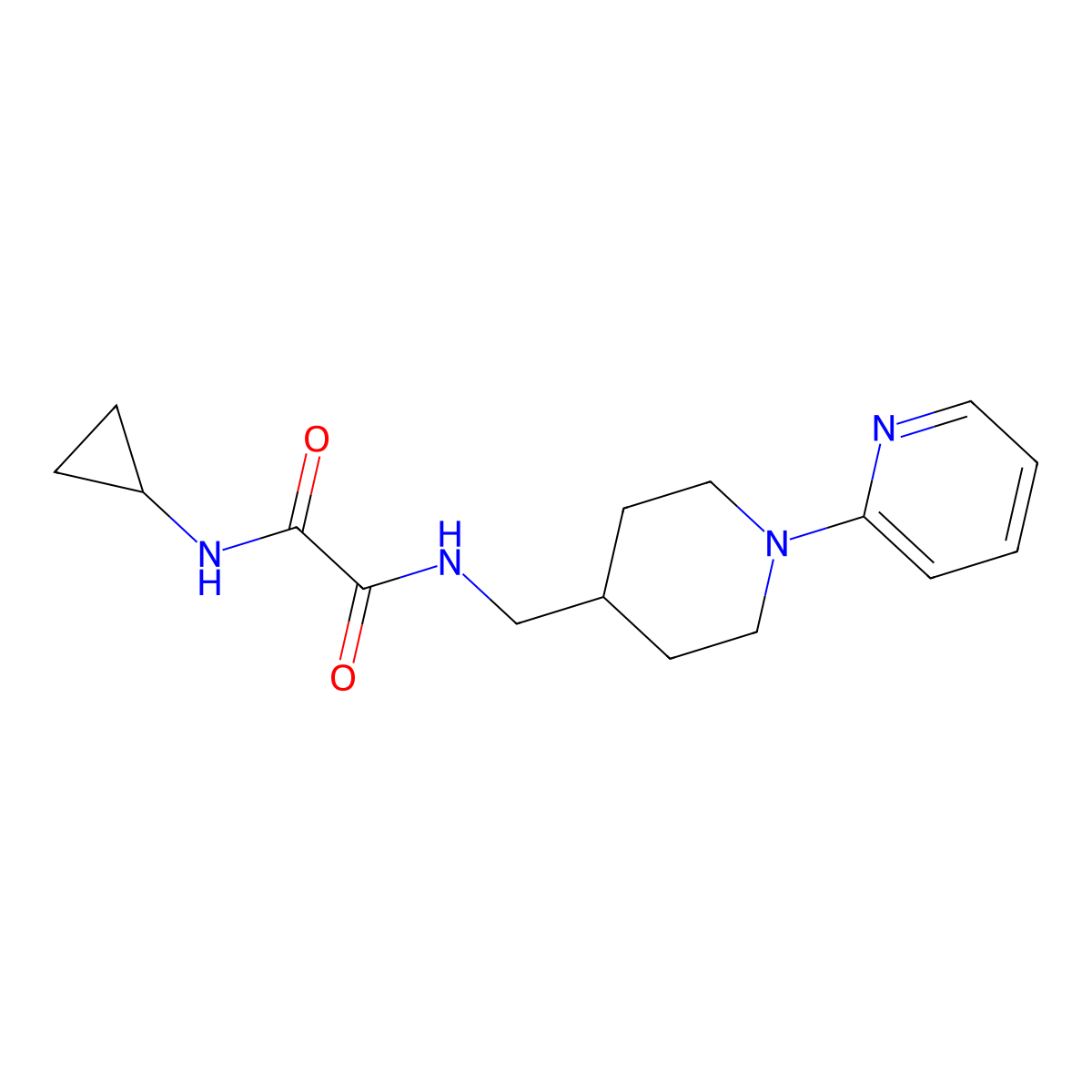 N-cyclopropyl-N'-{[1-(pyridin-2-yl)piperidin-4-yl]methyl}ethanediamide molecular structure, CAS 1235121-02-4