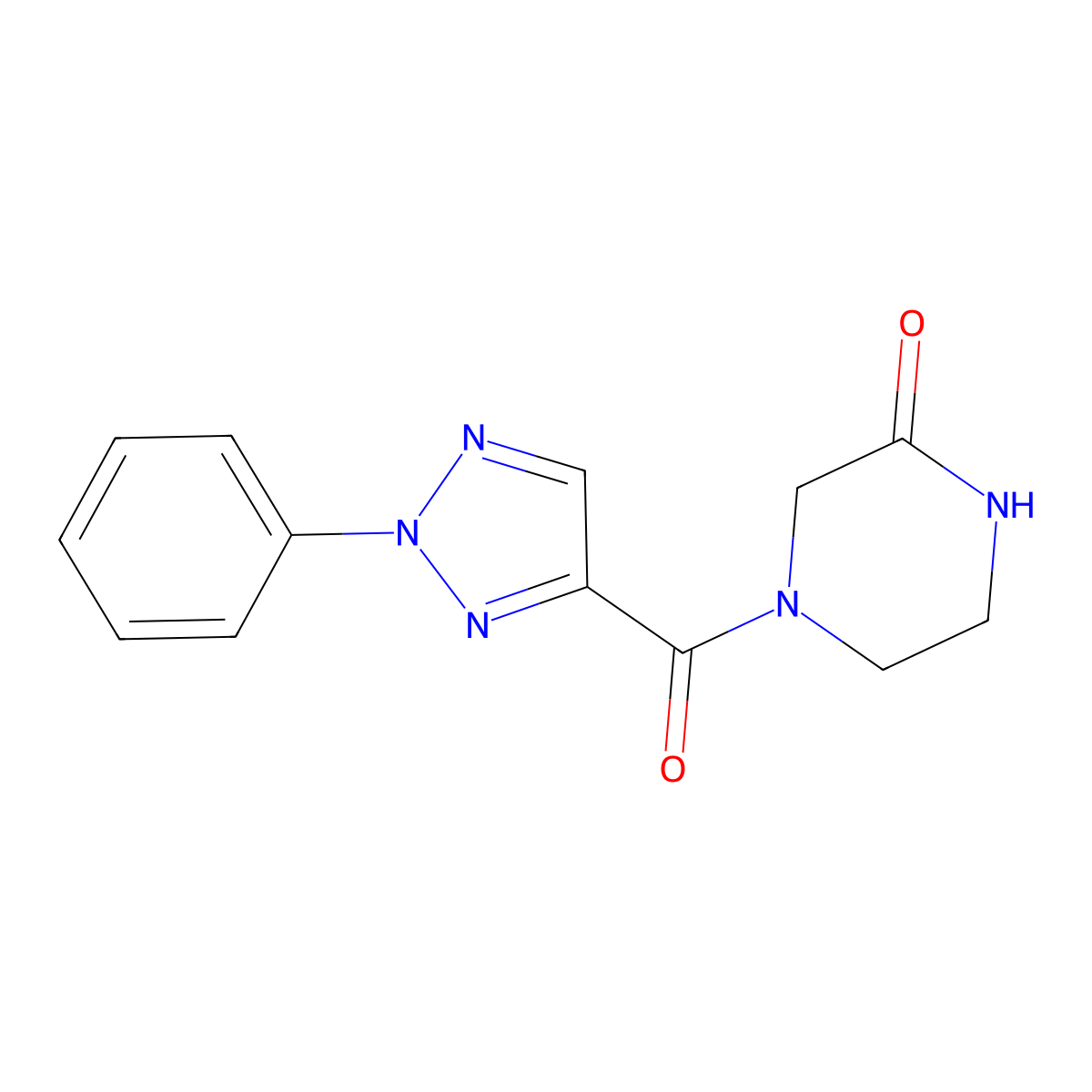 4-(2-phenyl-2H-1,2,3-triazole-4-carbonyl)piperazin-2-one molecular structure, CAS 1235123-32-6