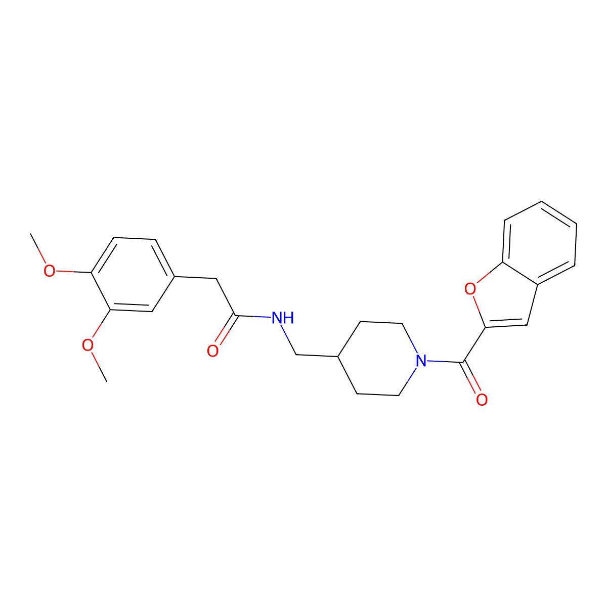 N-((1-(benzofuran-2-carbonyl)piperidin-4-yl)methyl)-2-(3,4-dimethoxyphenyl)acetamide molecular structure, CAS 1235124-94-3