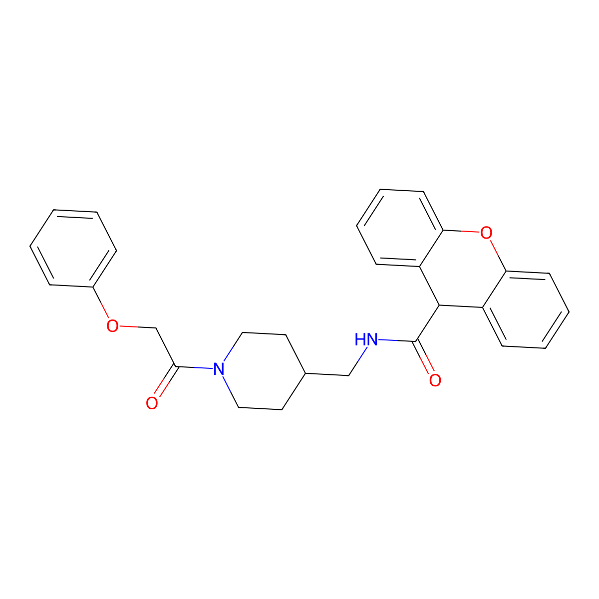 N-{[1-(2-phenoxyacetyl)piperidin-4-yl]methyl}-9H-xanthene-9-carboxamide molecular structure, CAS 1235132-83-8