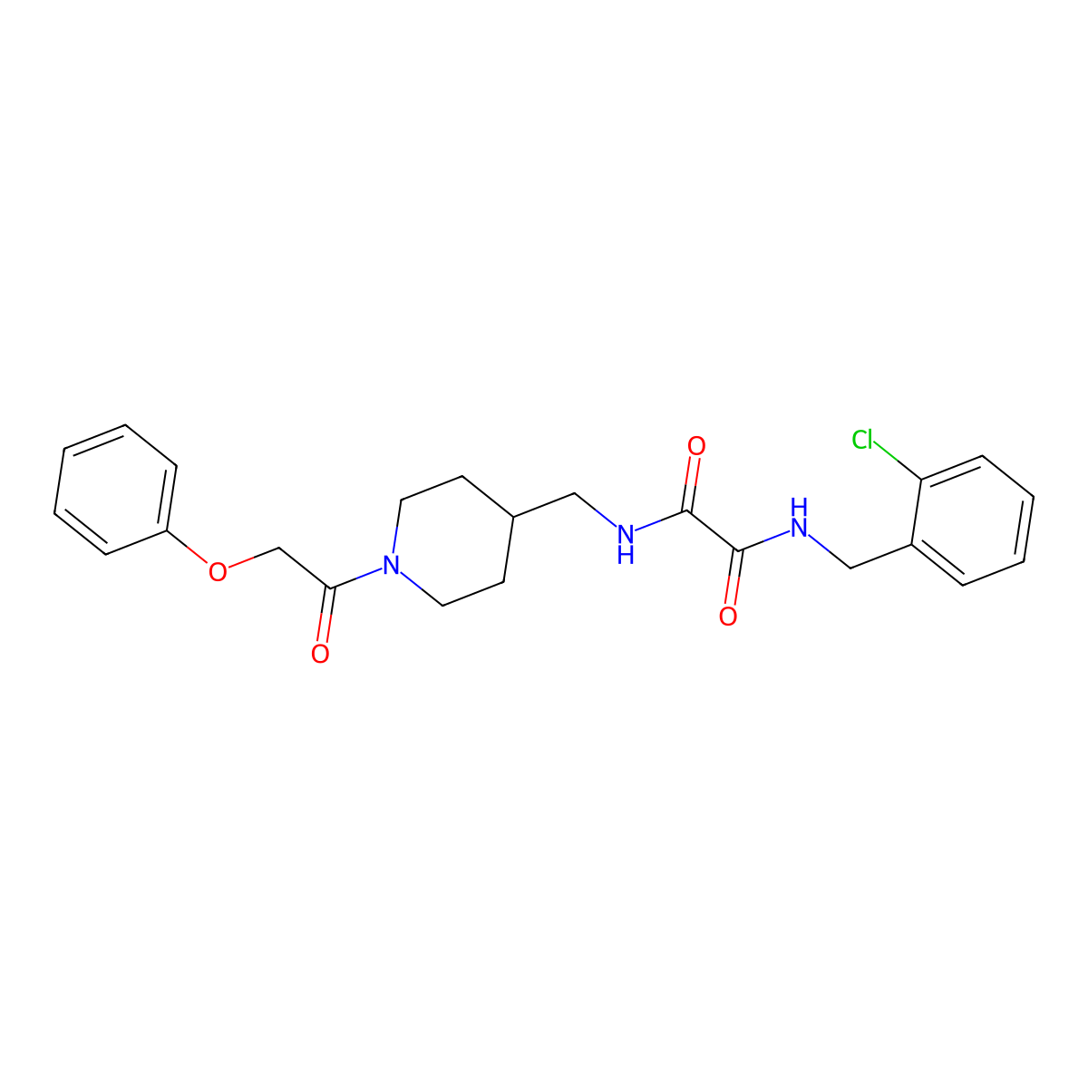 N1-(2-chlorobenzyl)-N2-((1-(2-phenoxyacetyl)piperidin-4-yl)methyl)oxalamide molecular structure, CAS 1235133-33-1