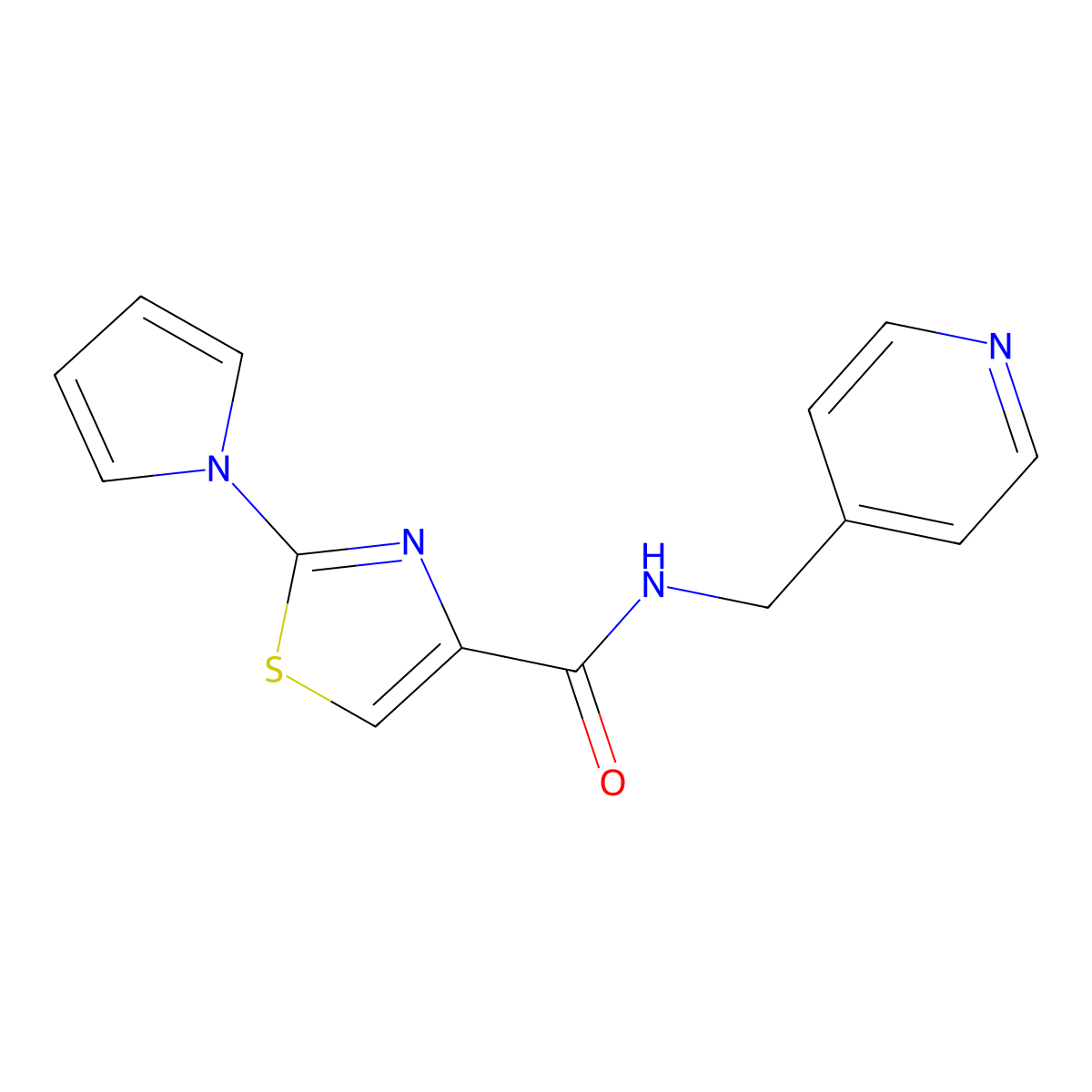 N-(pyridin-4-ylmethyl)-2-(1H-pyrrol-1-yl)thiazole-4-carboxamide molecular structure, CAS 1235134-21-0