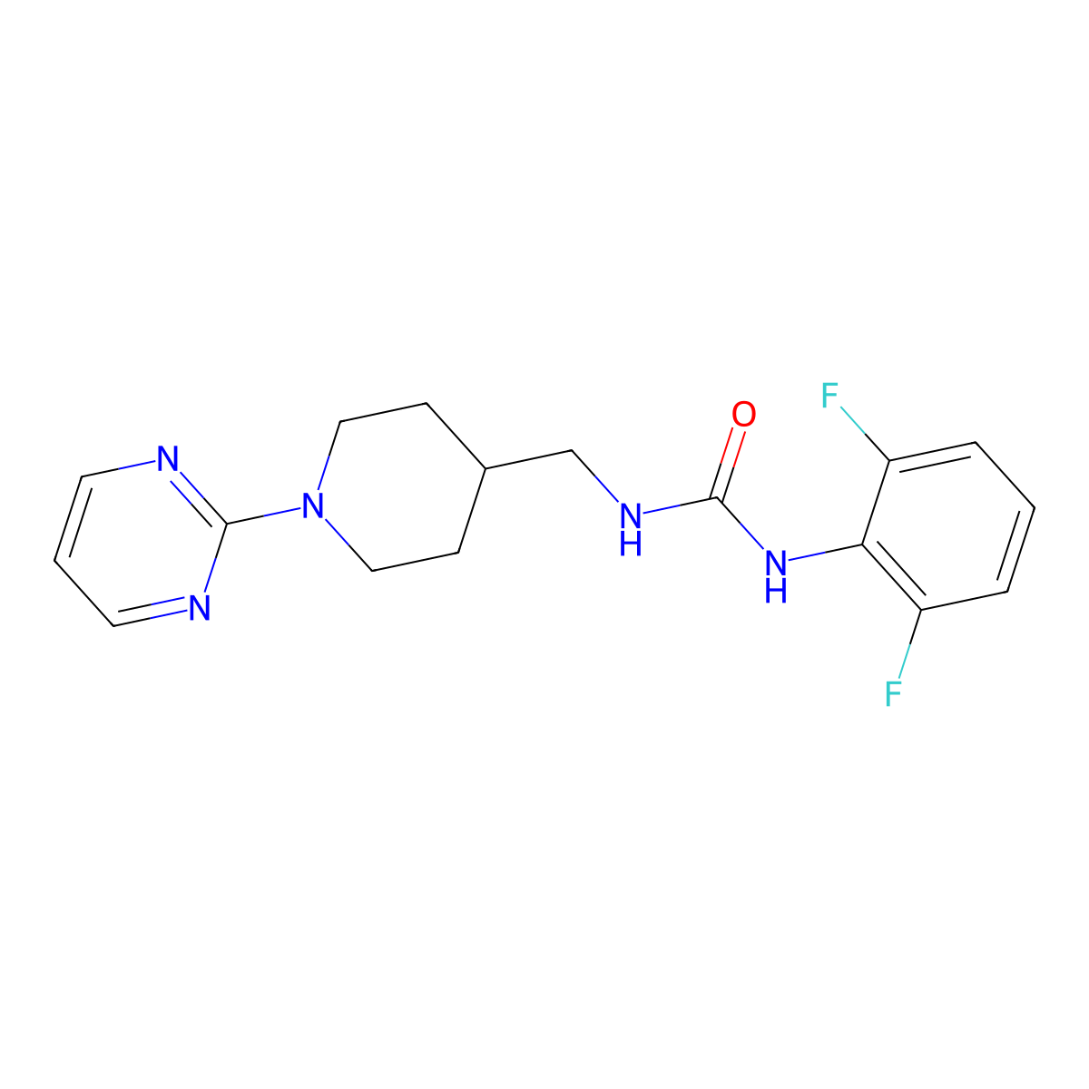 1-(2,6-Difluorophenyl)-3-((1-(pyrimidin-2-yl)piperidin-4-yl)methyl)urea molecular structure, CAS 1235134-68-5