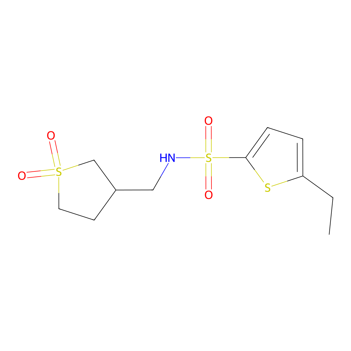 N-((1,1-dioxidotetrahydrothiophen-3-yl)methyl)-5-ethylthiophene-2-sulfonamide molecular structure, CAS 1235134-86-7