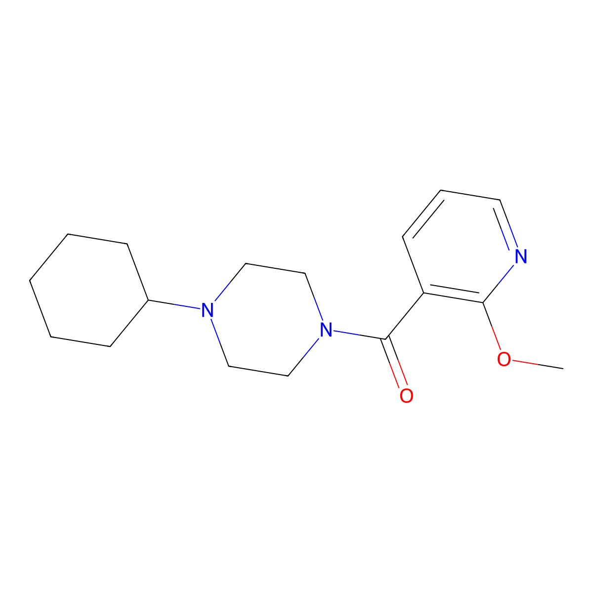 (4-Cyclohexylpiperazin-1-yl)(2-methoxypyridin-3-yl)methanone molecular structure, CAS 1235135-48-4