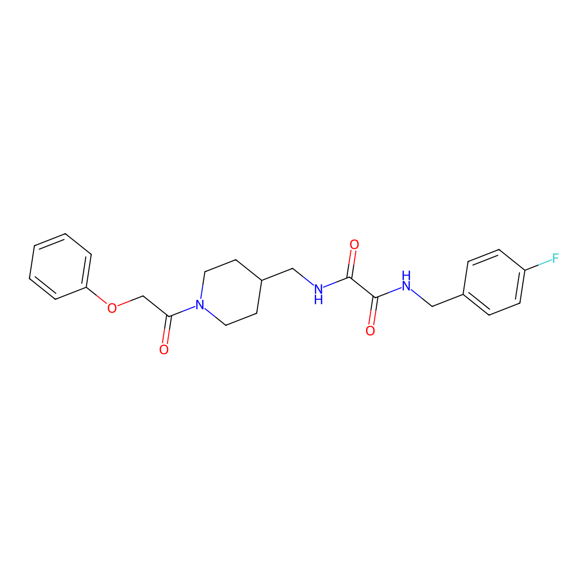 N1-(4-fluorobenzyl)-N2-((1-(2-phenoxyacetyl)piperidin-4-yl)methyl)oxalamide molecular structure, CAS 1235136-12-5