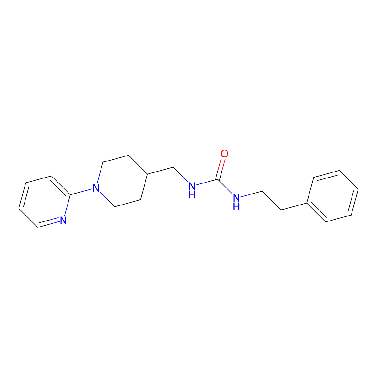 1-Phenethyl-3-((1-(pyridin-2-yl)piperidin-4-yl)methyl)urea molecular structure, CAS 1235136-83-0