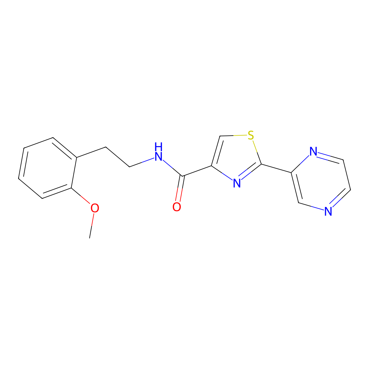 N-(2-methoxyphenethyl)-2-(pyrazin-2-yl)thiazole-4-carboxamide molecular structure, CAS 1235136-98-7