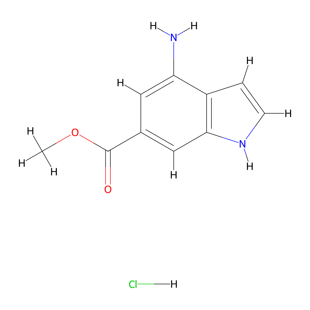 Methyl 4-amino-6-indolecarboxylate hydrochloride molecular structure, CAS 1235138-34-7