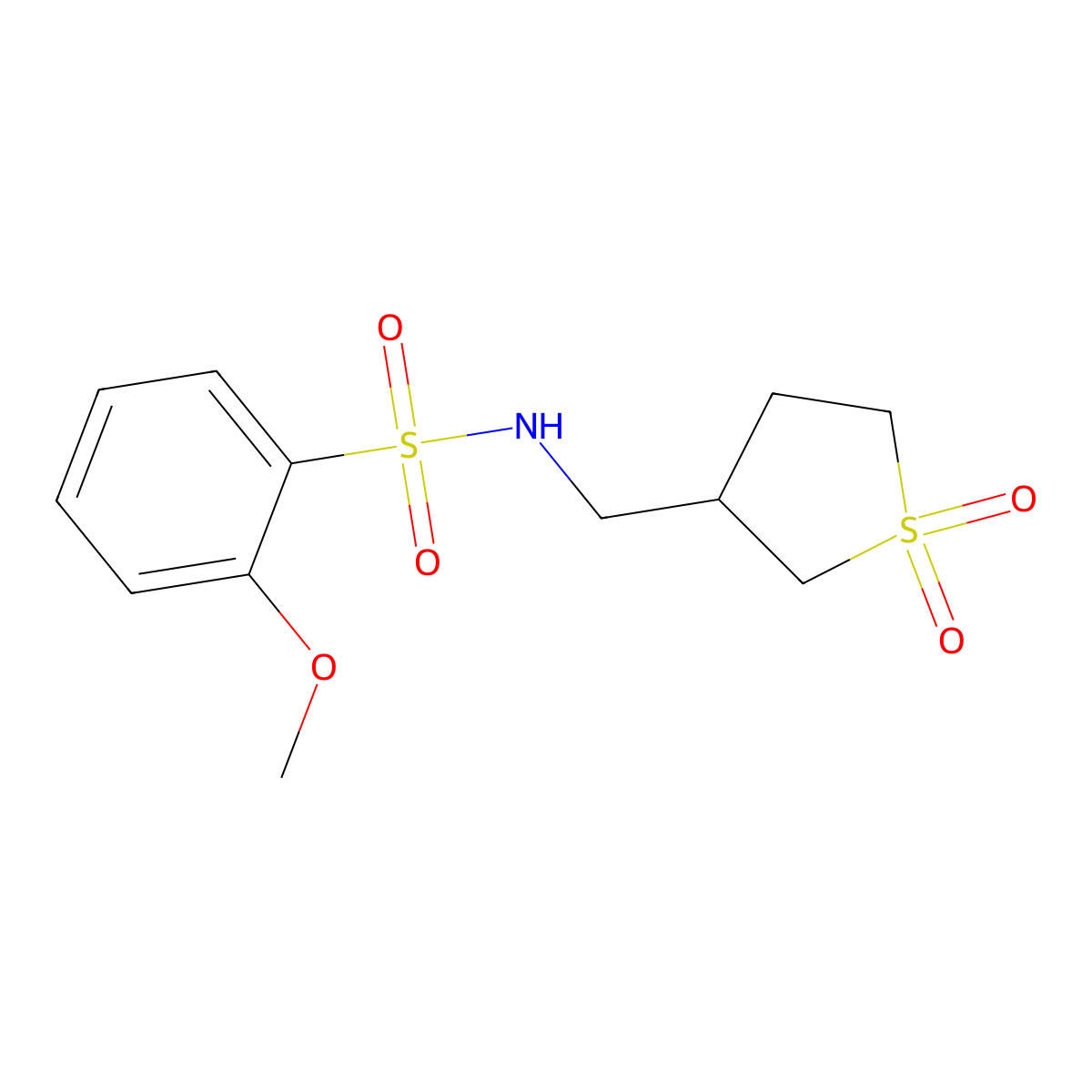 N-((1,1-dioxidotetrahydrothiophen-3-yl)methyl)-2-methoxybenzenesulfonamide molecular structure, CAS 1235138-37-0