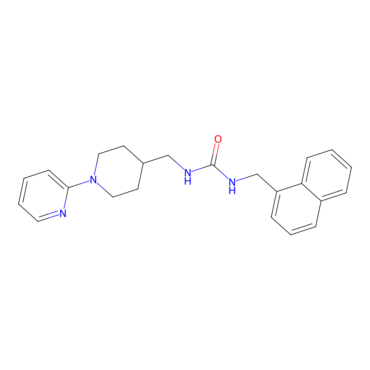 1-(Naphthalen-1-ylmethyl)-3-((1-(pyridin-2-yl)piperidin-4-yl)methyl)urea molecular structure, CAS 1235138-56-3