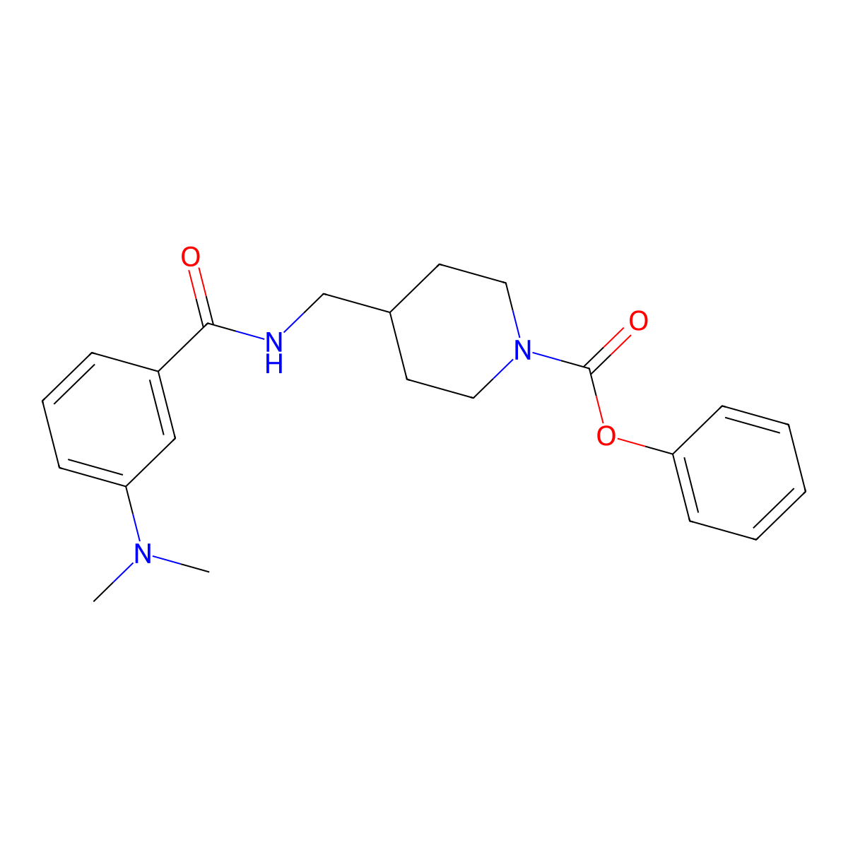 Phenyl 4-((3-(dimethylamino)benzamido)methyl)piperidine-1-carboxylate molecular structure, CAS 1235139-39-5