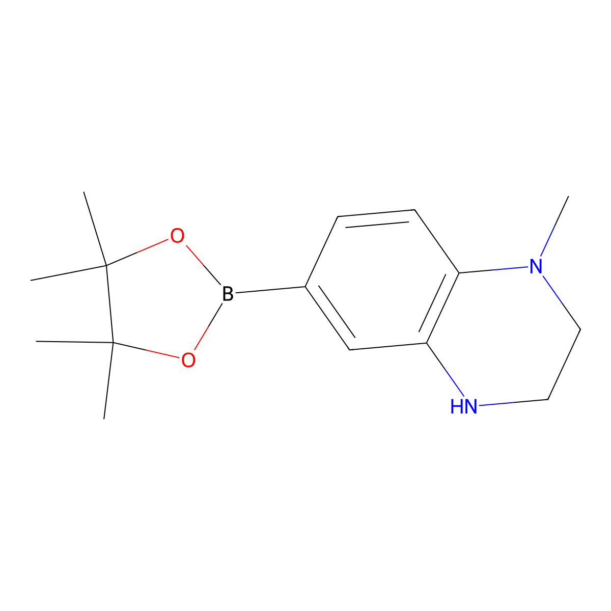 1-Methyl-6-(4,4,5,5-tetramethyl-1,3,2-dioxaborolan-2-yl)-1,2,3,4-tetrahydroquinoxaline molecular structure, CAS 1235141-88-4