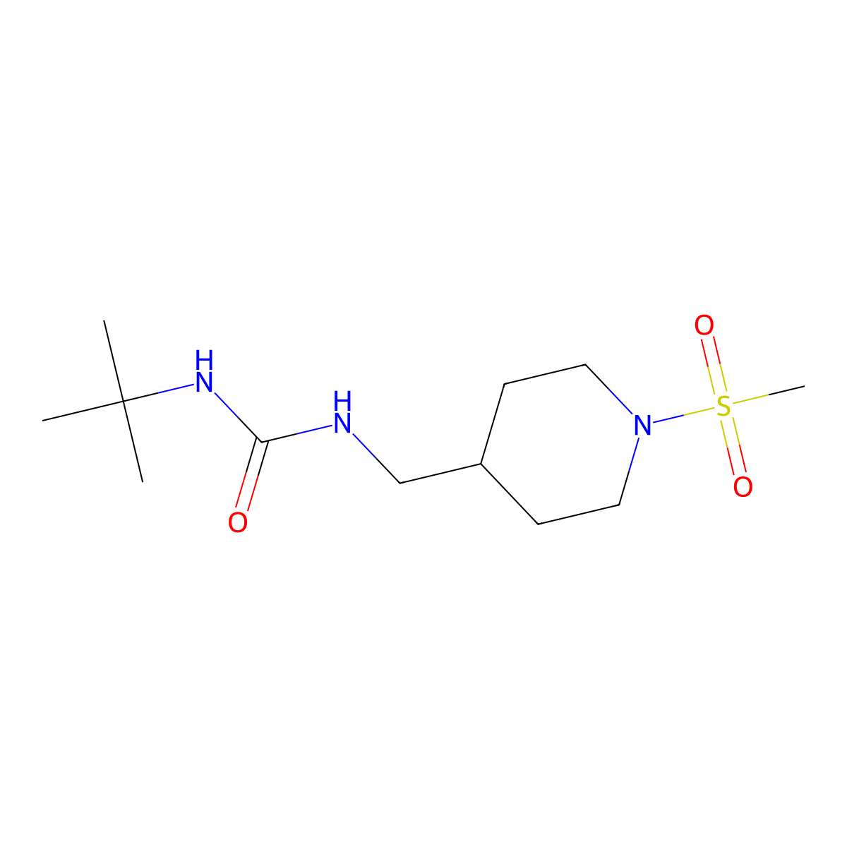 1-(Tert-butyl)-3-((1-(methylsulfonyl)piperidin-4-yl)methyl)urea molecular structure, CAS 1235143-87-9