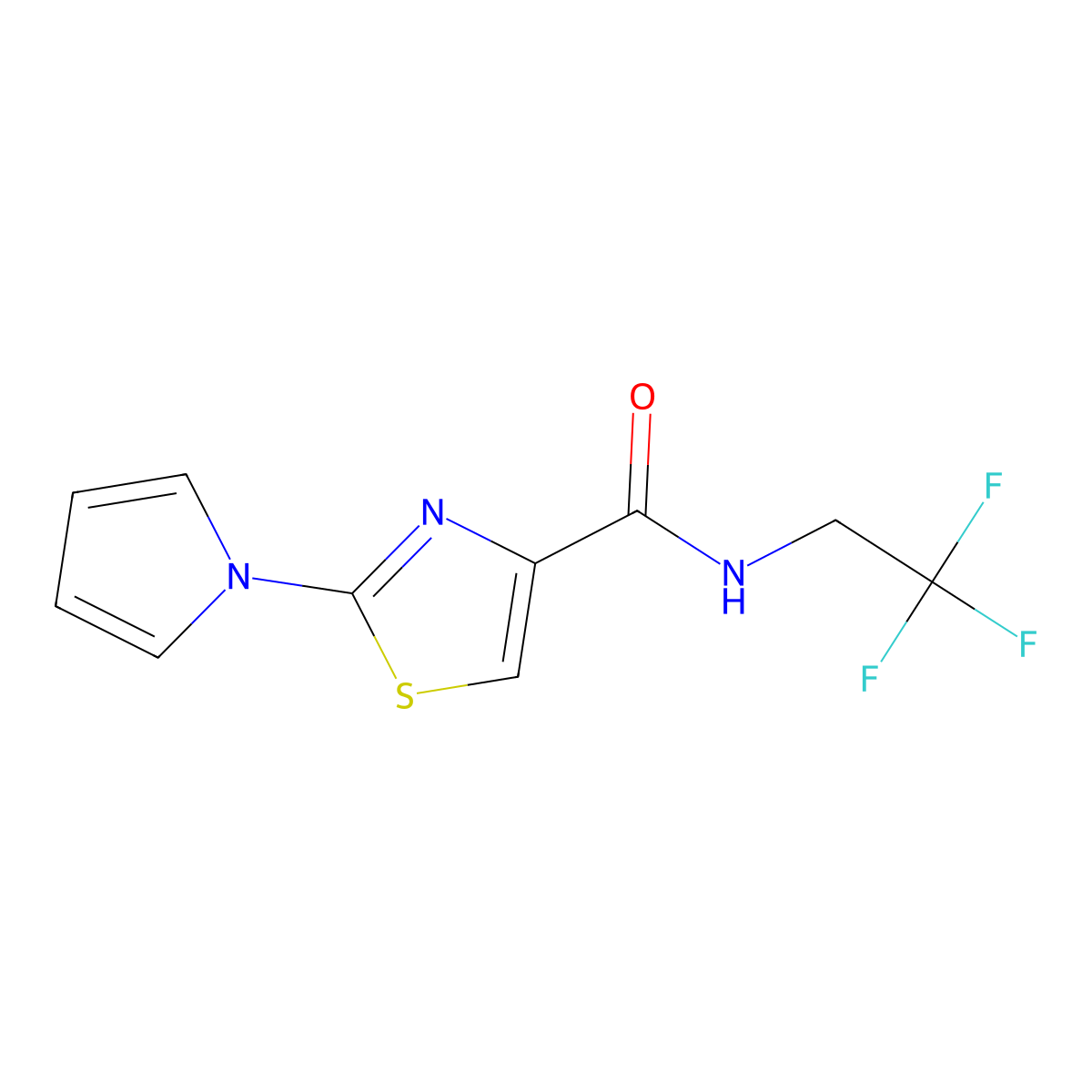 2-(1H-pyrrol-1-yl)-N-(2,2,2-trifluoroethyl)thiazole-4-carboxamide molecular structure, CAS 1235145-87-5