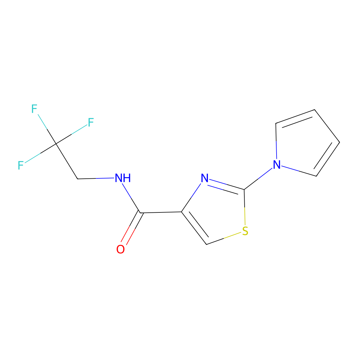 2-(1H-pyrrol-1-yl)-N-(2,2,2-trifluoroethyl)thiazole-4-carboxamide molecular structure, CAS 1235145-87-5