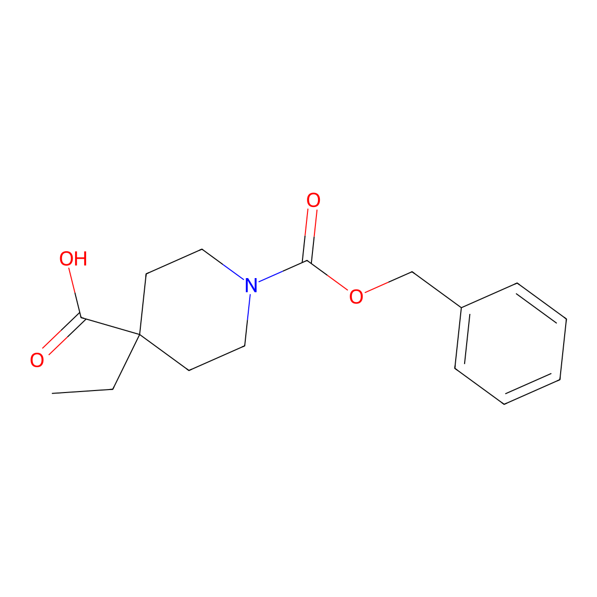 1-((Benzyloxy)carbonyl)-4-ethylpiperidine-4-carboxylic acid molecular structure, CAS 1235148-23-8