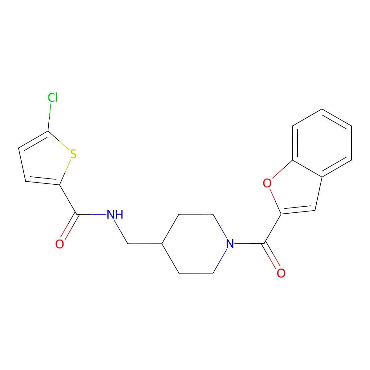 N-{[1-(1-benzofuran-2-carbonyl)piperidin-4-yl]methyl}-5-chlorothiophene-2-carboxamide molecular structure, CAS 1235148-27-2