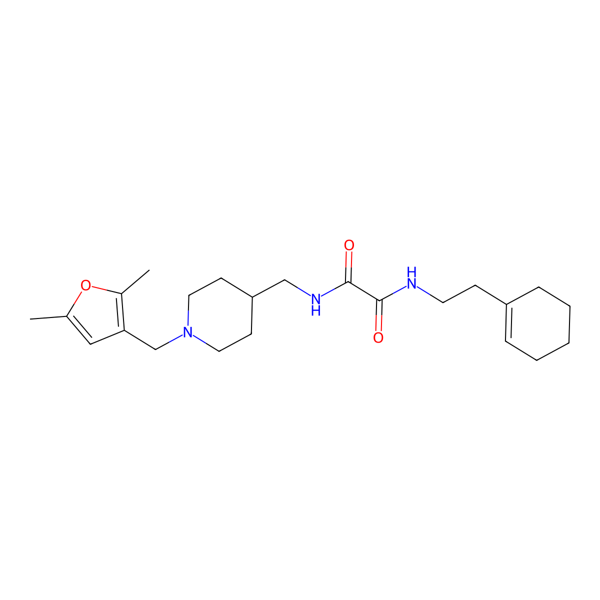 N1-(2-(cyclohex-1-en-1-yl)ethyl)-N2-((1-((2,5-dimethylfuran-3-yl)methyl)piperidin-4-yl)methyl)oxalamide molecular structure, CAS 1235149-81-1