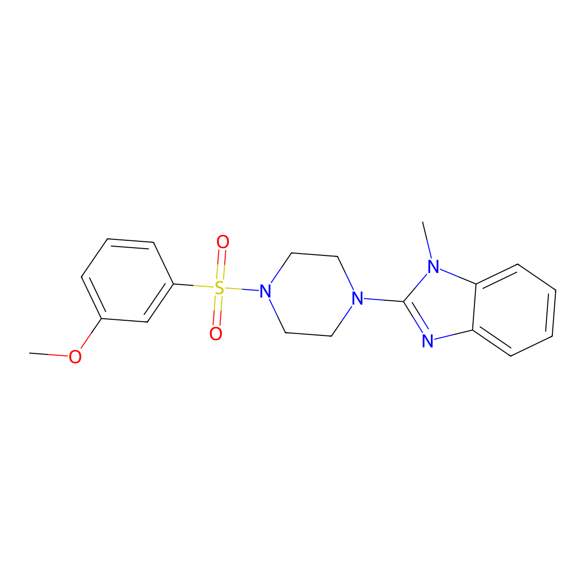 2-(4-((3-methoxyphenyl)sulfonyl)piperazin-1-yl)-1-methyl-1H-benzo[d]imidazole molecular structure, CAS 1235149-84-4