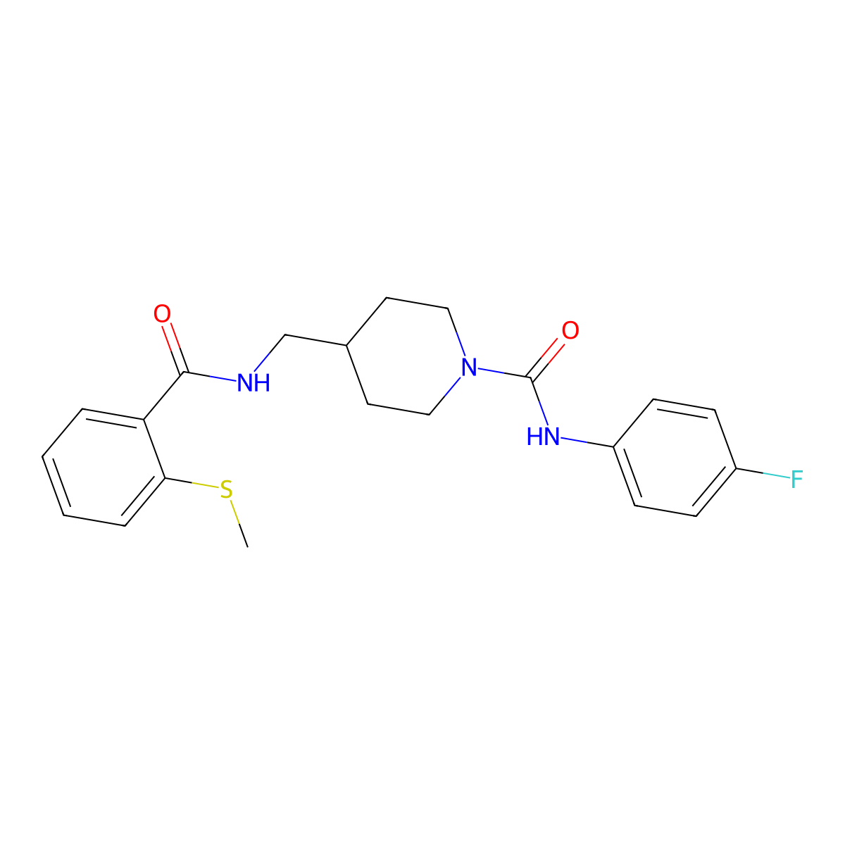 N-(4-fluorophenyl)-4-((2-(methylthio)benzamido)methyl)piperidine-1-carboxamide molecular structure, CAS 1235151-54-8