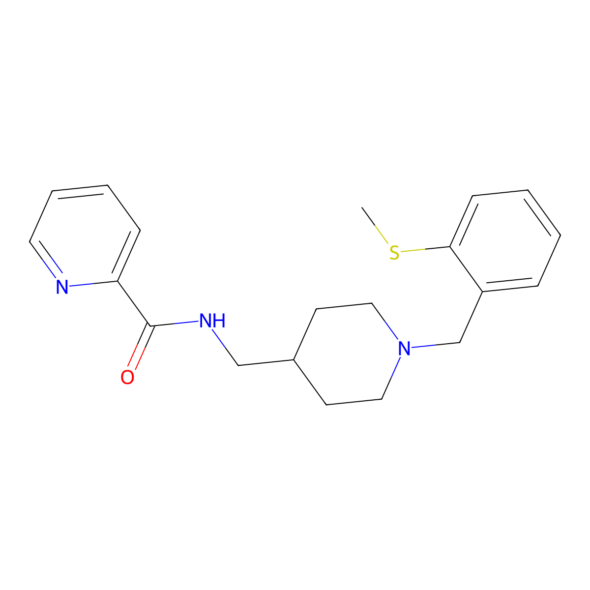 N-((1-(2-(methylthio)benzyl)piperidin-4-yl)methyl)picolinamide molecular structure, CAS 1235152-05-2