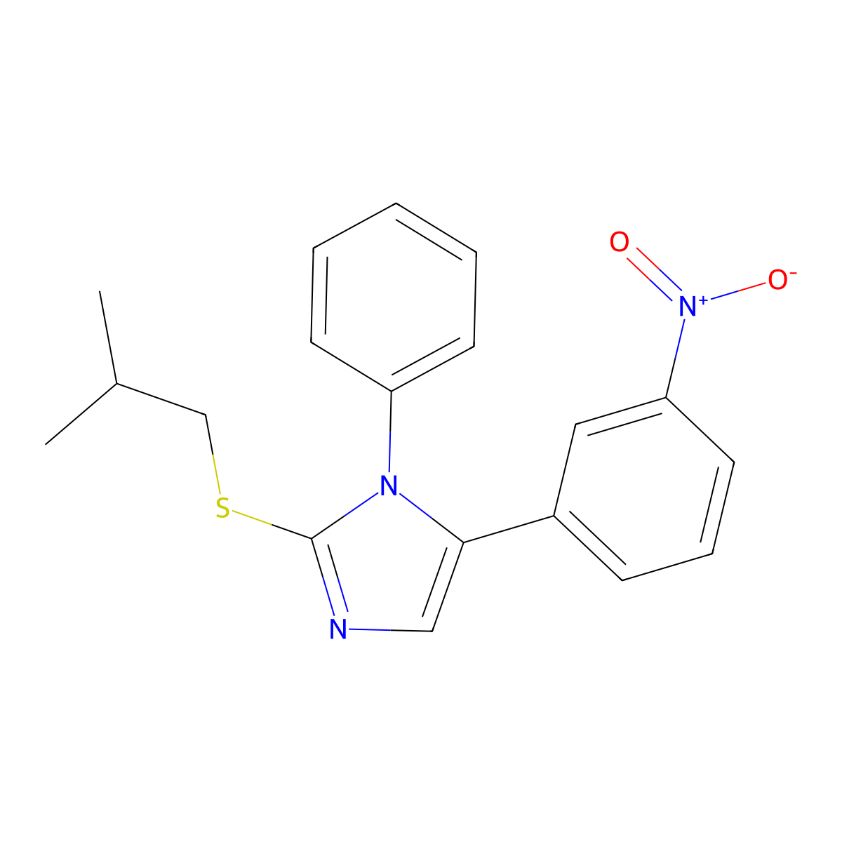 2-(isobutylthio)-5-(3-nitrophenyl)-1-phenyl-1H-imidazole molecular structure, CAS 1235152-07-4