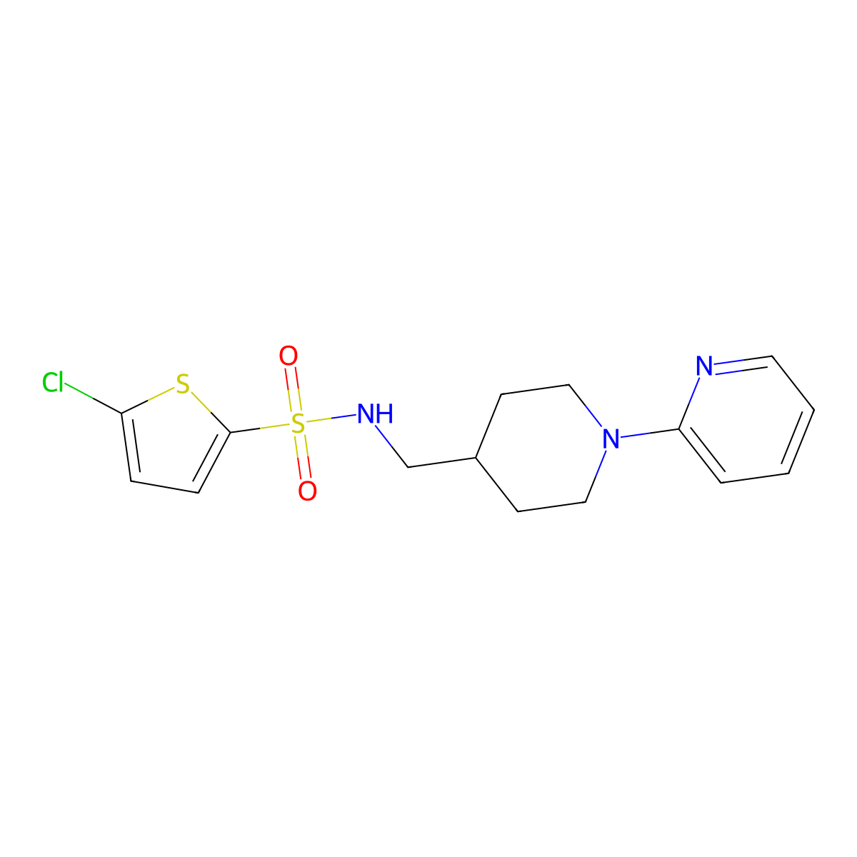 5-chloro-N-{[1-(pyridin-2-yl)piperidin-4-yl]methyl}thiophene-2-sulfonamide molecular structure, CAS 1235152-11-0