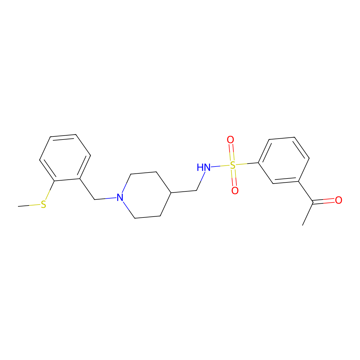 3-acetyl-N-((1-(2-(methylthio)benzyl)piperidin-4-yl)methyl)benzenesulfonamide molecular structure, CAS 1235152-26-7
