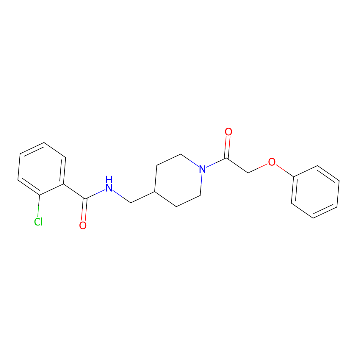 2-chloro-N-{[1-(2-phenoxyacetyl)piperidin-4-yl]methyl}benzamide molecular structure, CAS 1235154-13-8