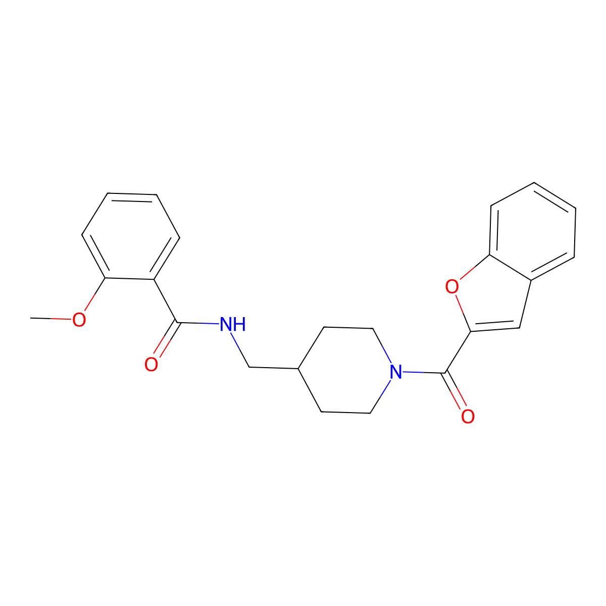 N-((1-(benzofuran-2-carbonyl)piperidin-4-yl)methyl)-2-methoxybenzamide molecular structure, CAS 1235155-28-8