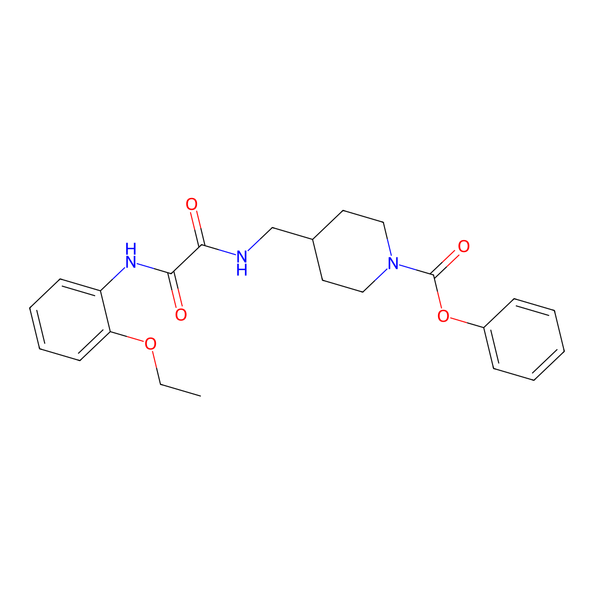 Phenyl 4-((2-((2-ethoxyphenyl)amino)-2-oxoacetamido)methyl)piperidine-1-carboxylate molecular structure, CAS 1235160-10-7